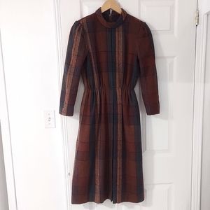 Gorgeous Dark Academia dress - plaid / striped / elastic waist/ pockets